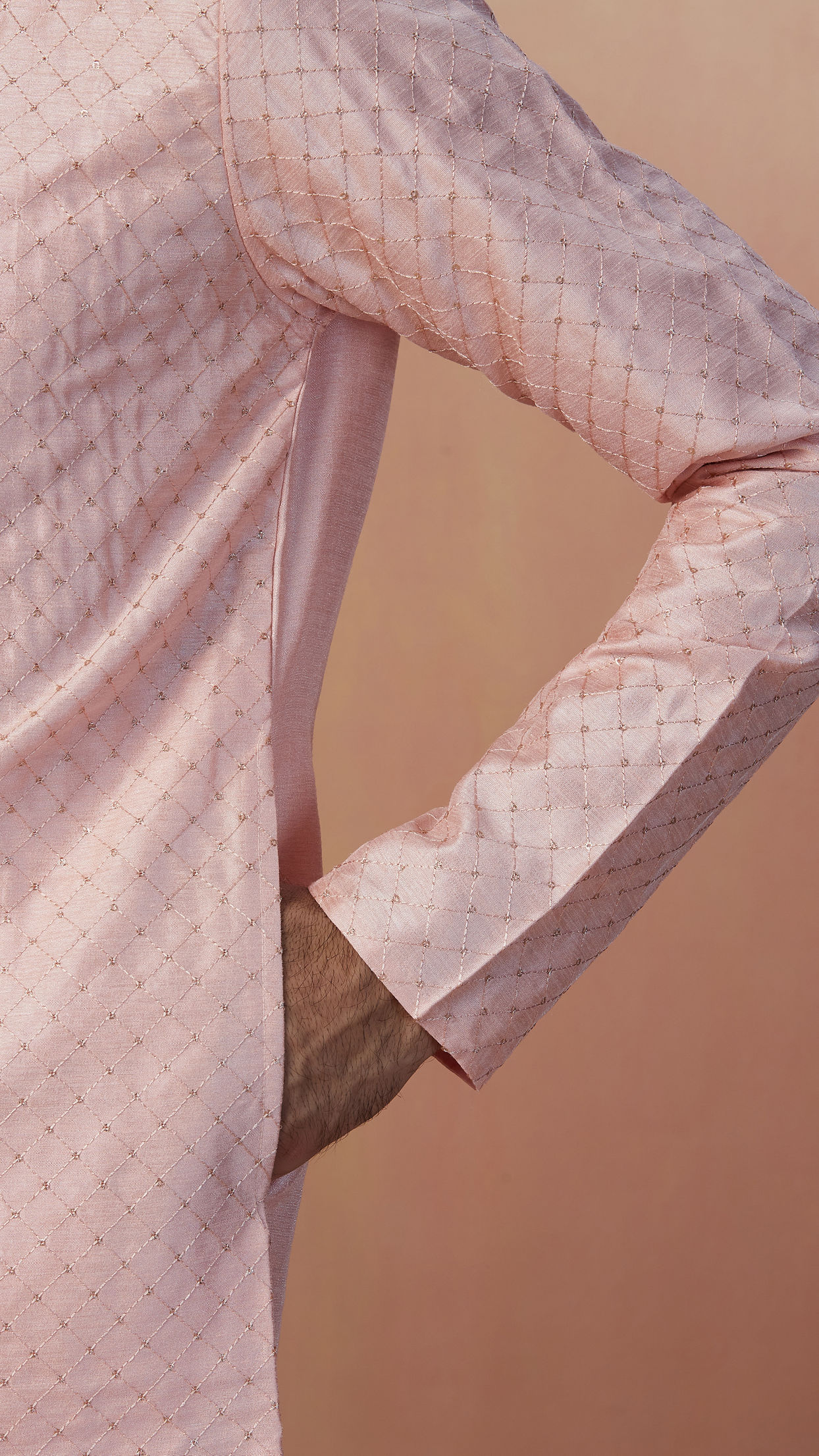 Light Pink Sequins Kurta Pajama image number 2